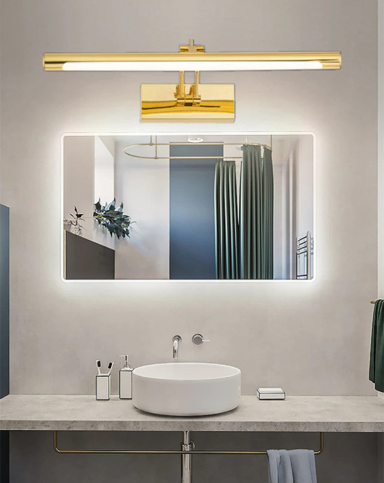 Figueres | Gold/Chrome Modern Wall Mirror Lamp, Gold, 30