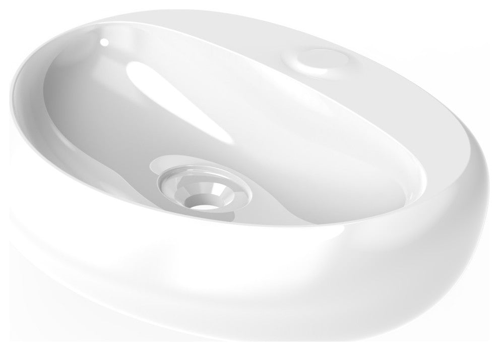 Rosaria 24" Wall Mounted Porcelain Sink, Glossy White, No Faucet Hole