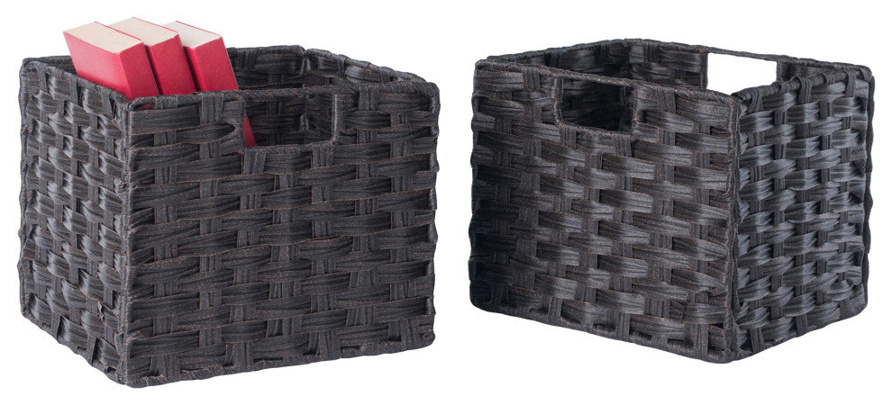 Melanie 2-PieceFoldable Woven Fiber Basket Set, Chocolate