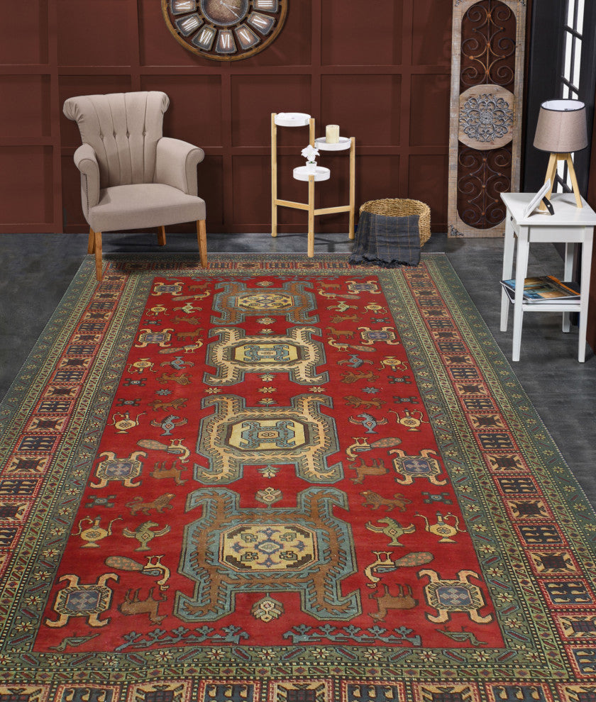 Fine Vintage Distressed Bethany Red/Beige Runner, 5'0x9'7
