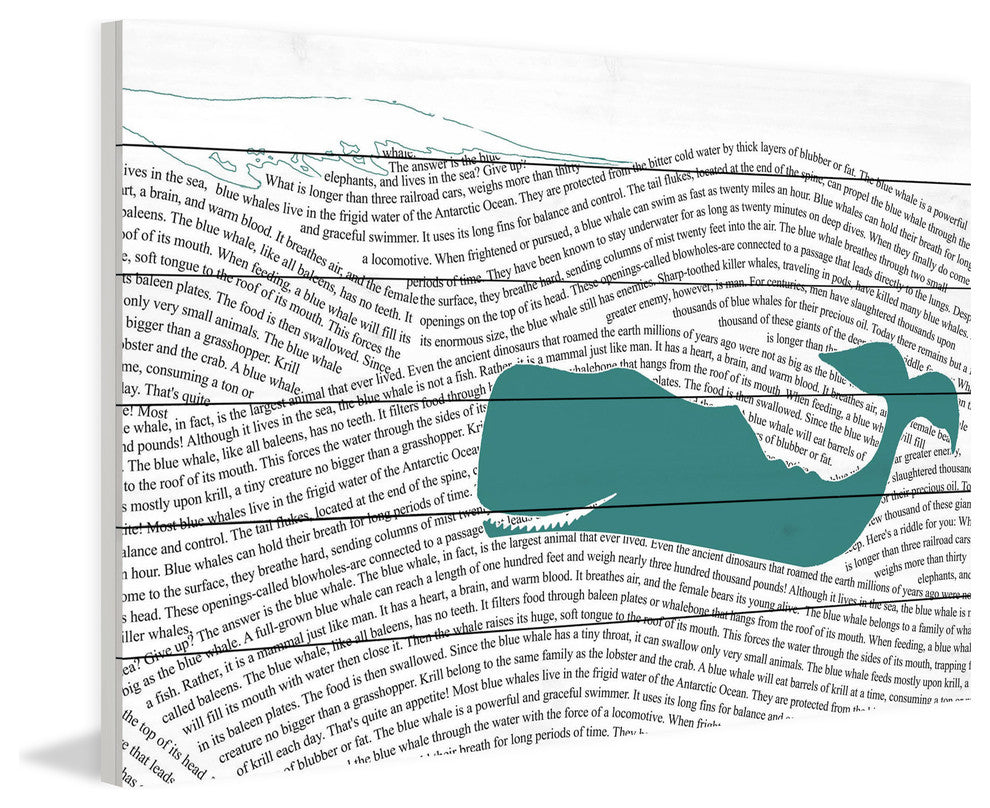 "Print Whale" Painting Print on White Wood