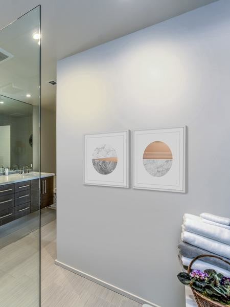 "Marble Finish" Framed Painting Diptych, 48"x24"