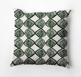 Cowry Check Pillow, Dark Green, 18"x18"