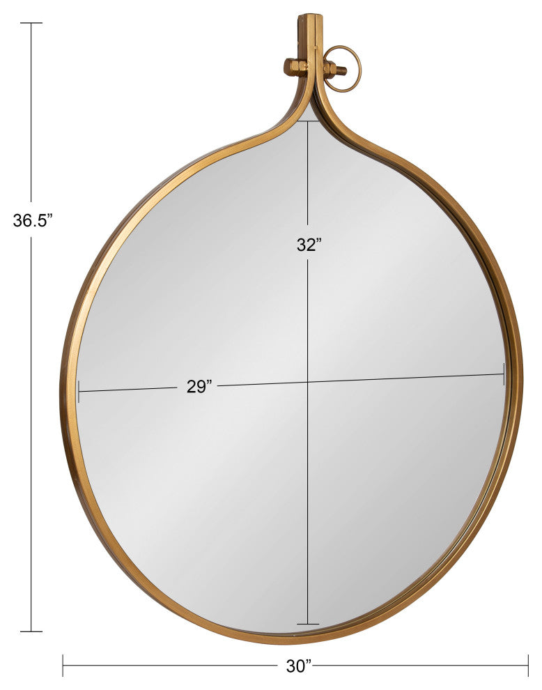 Yitro Metal Framed Wall Mirror, Gold, 30x37