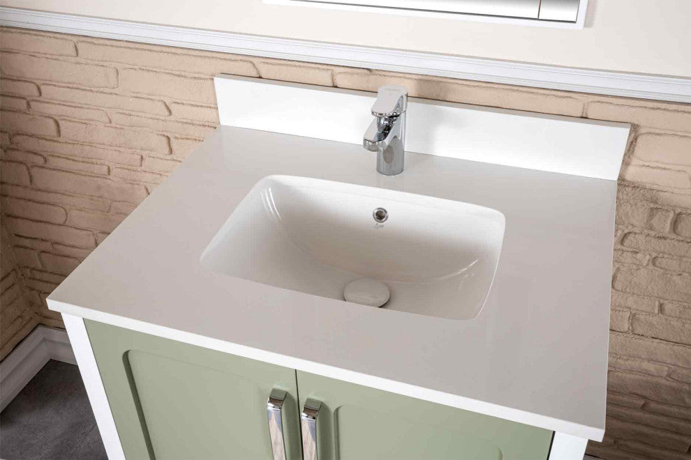 Florin Collection 30" Bathroom Vanity With Sink, Mirror, Countertop, Green