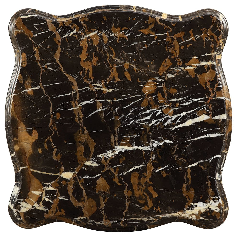 ACME Forsythia End Table, Marble and Walnut
