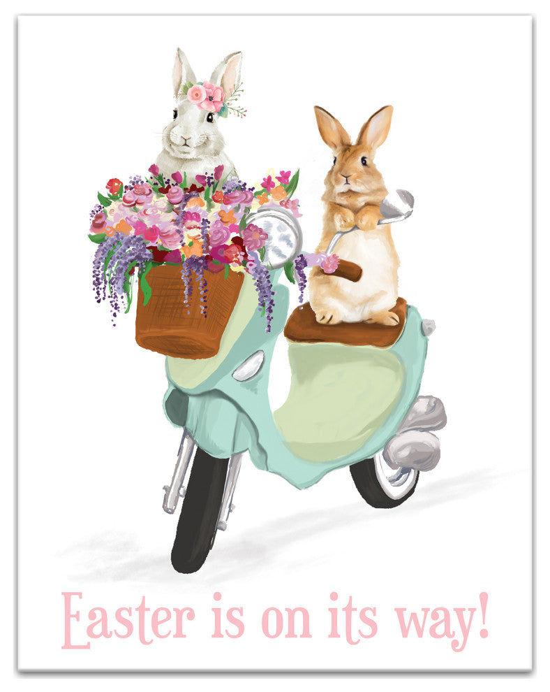 Easter's On Its Way Scooter 11x14 Canvas Wall Art
