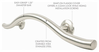 30" Maverick Double Arched Curved/Wave Bathroom Shower Grab Bar, Satin