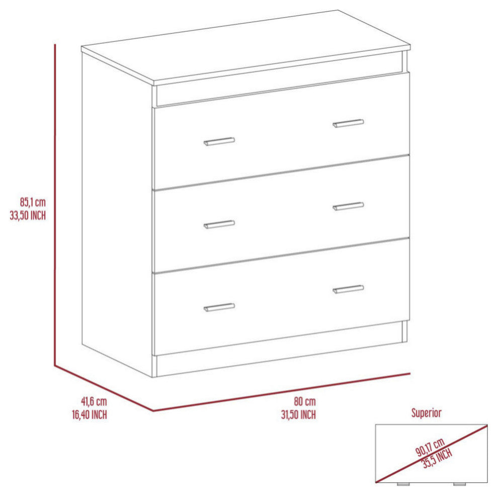 Burlington Dresser with 3 Drawers, Light Gray