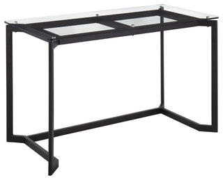 Masters Office Desk, Black Steel, Clear Glass
