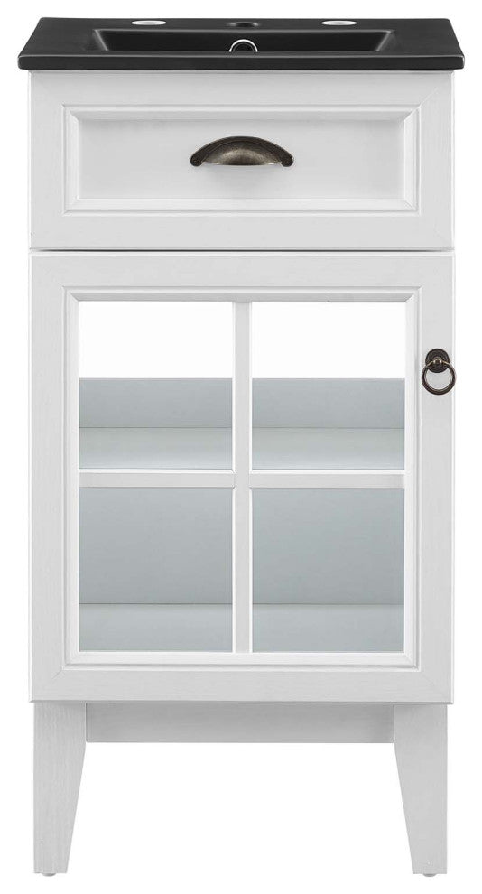Isle 18" Bathroom Vanity Cabinet White Black -5475