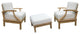 3-Piece Somer: 2 Sofa Lounge Arm Chair, Ottoman With Natural Sunbrella Cushion