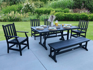 LuXeo Tuscany HDPE Dining Set, Black, 6-Piece