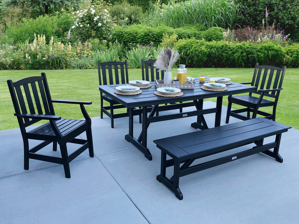 LuXeo Tuscany HDPE Dining Set, Black, 6-Piece
