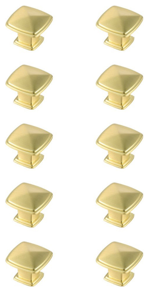 KB2023-GD-10PK Marcel 1.2" Square Knob Multipack, Set of 10, Brushed Gold
