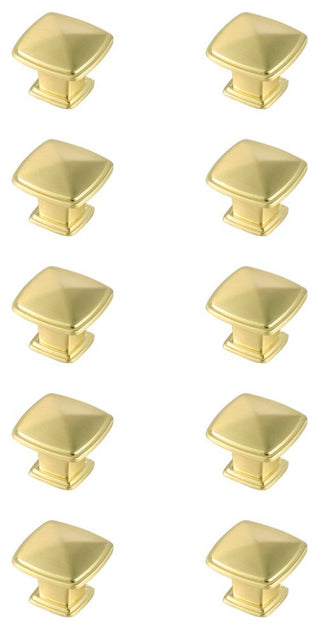 KB2023-GD-10PK Marcel 1.2" Square Knob Multipack, Set of 10, Brushed Gold