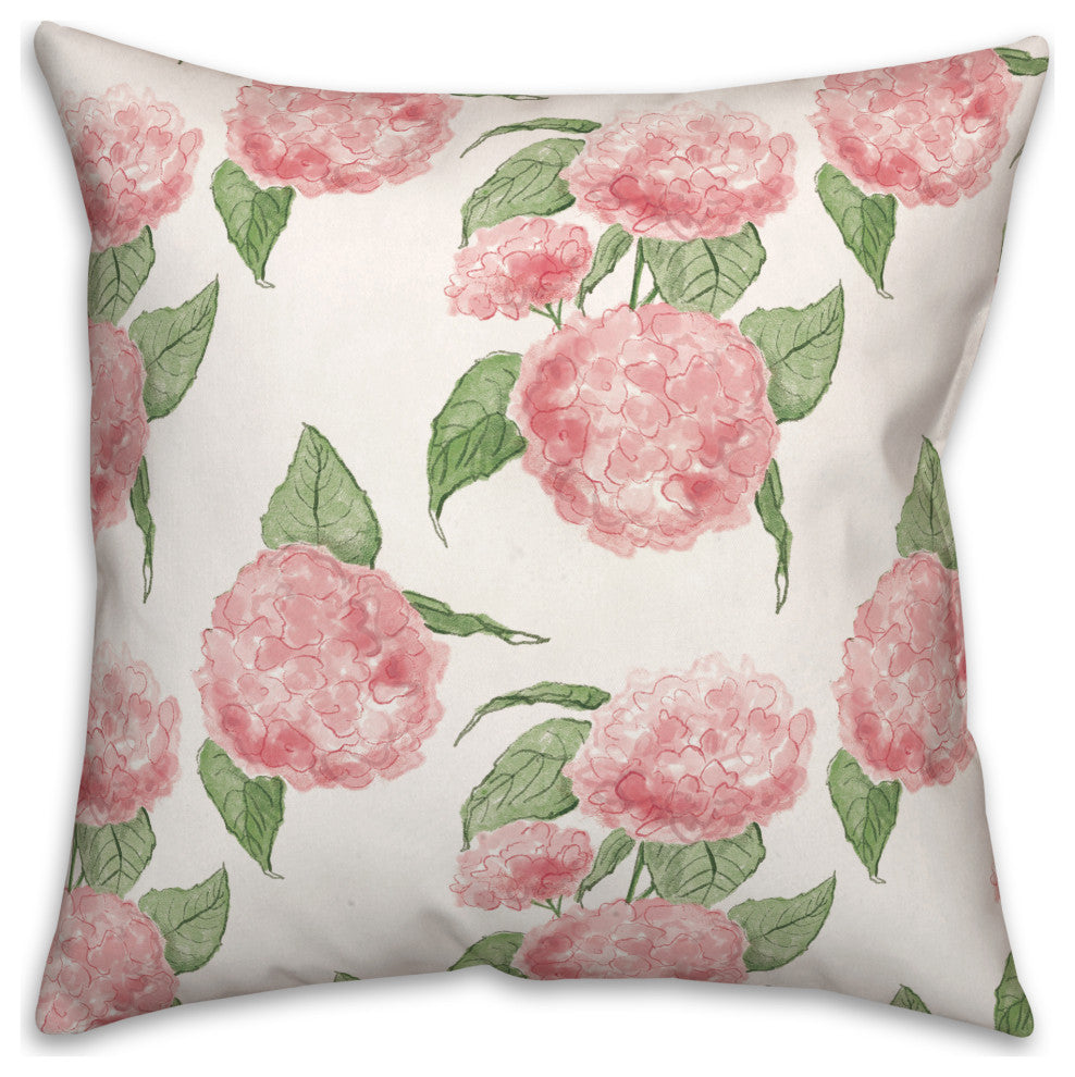 Pink Hydrangea Pattern 18"x18" Spun Poly Pillow