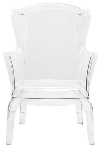 HomeRoots 28.3" X 30.5" X 38" Transparent Polycarbonate Chair