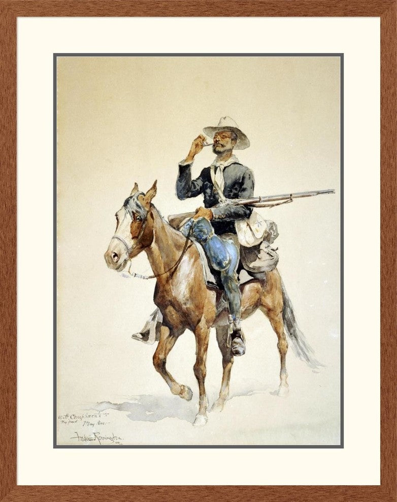 "A Mounted Infantryman" Framed Digital Print by Frederic Remington, 30x39"
