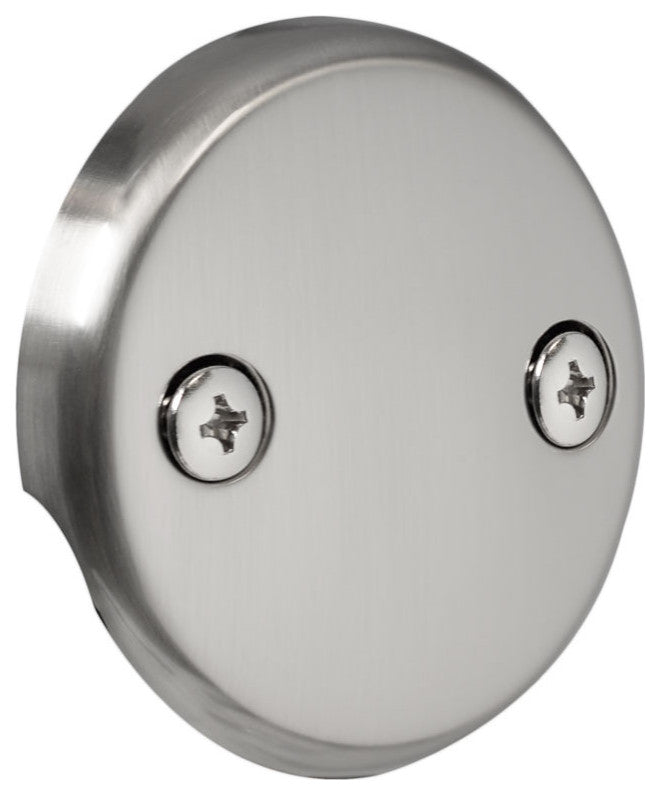 Side Outlet Overflow With Tip-Toe Trim And 2-Hole Overflow Cover, Satin Nickel