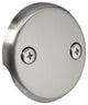 Side Outlet Overflow With Tip-Toe Trim And 2-Hole Overflow Cover, Satin Nickel