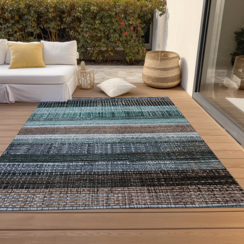 Machine Washable Indoor/Outdoor Chantille ACN1873 Teal 9' x 12' Rug