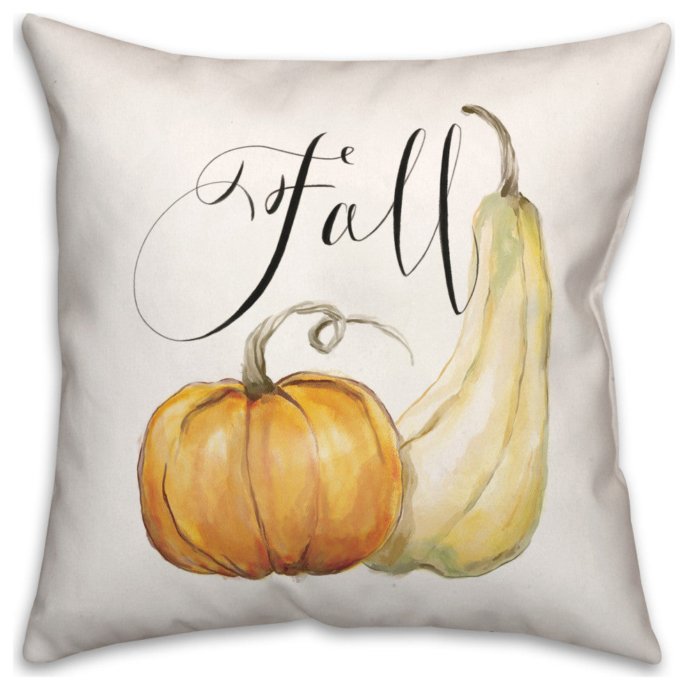 Fall Pumpkin and Gourd 2 18x18 Spun Poly Pillow