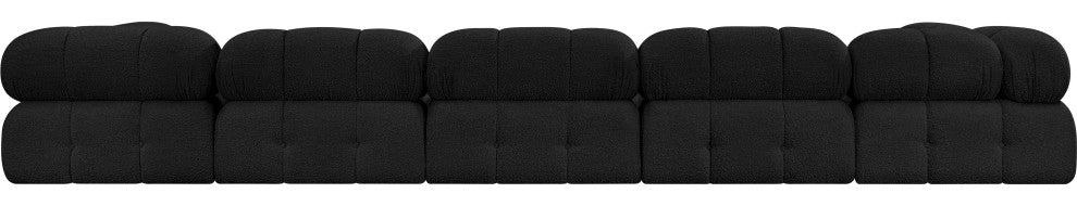 Ames Boucle Fabric L-Shaped Modular Sectional, Black, 6-Piece: 4 Armless Chair, 2 Corner Chair