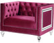 Benzara BM269193 Chair With Shelter Arms and Mirrored Trim Accent, Dark Red