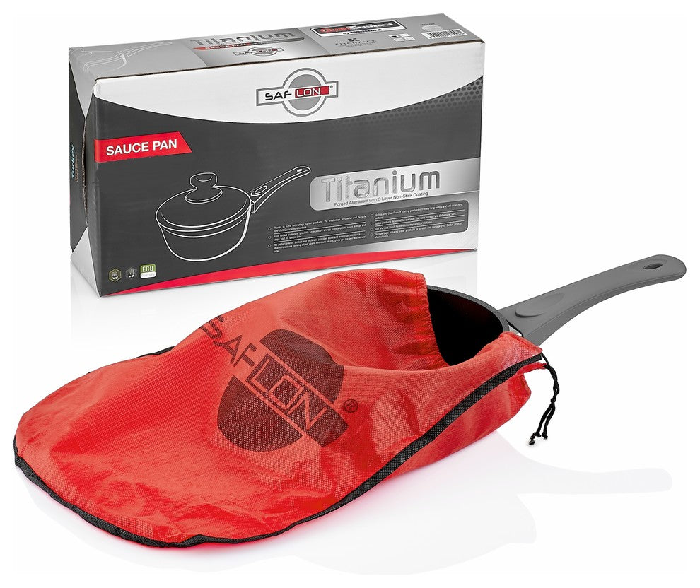 Saflon Titanium Nonstick Sauce Pan with Glass Lid, PFOA Free, 3-Quart