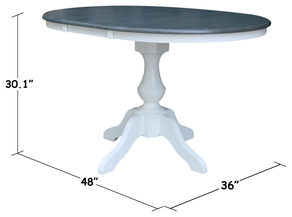 36" Round Top Pedestal Dining Table with 12" Leaf