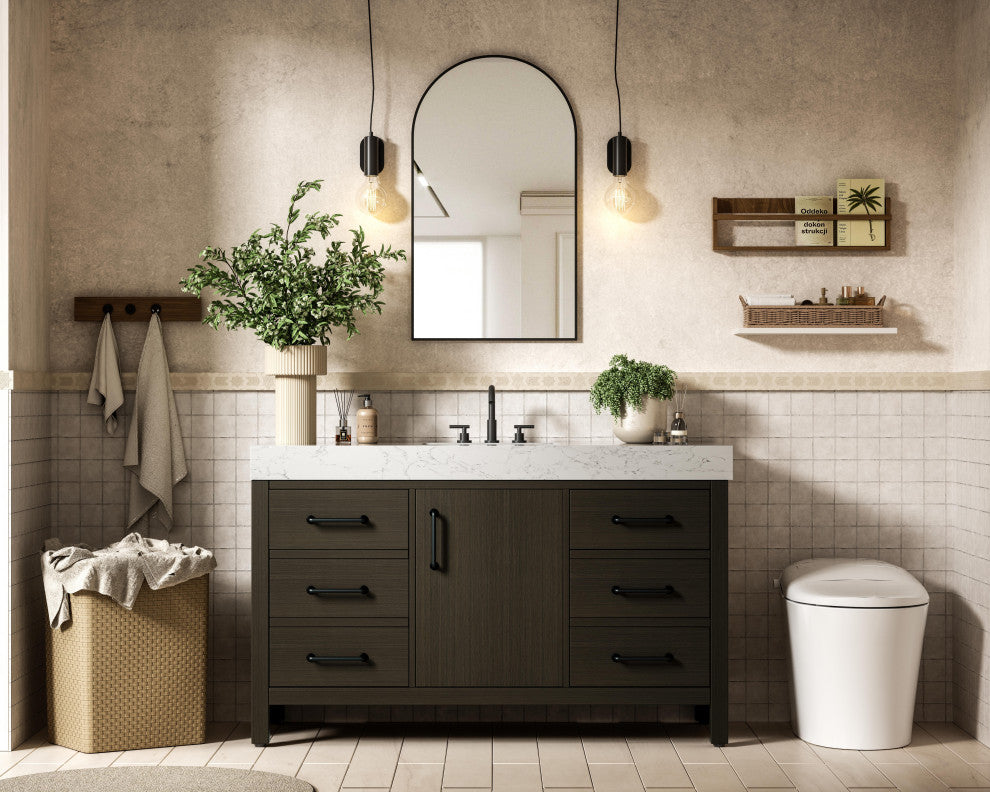 Home Living 54" Single Bathroom Vanity, Mocha Brown