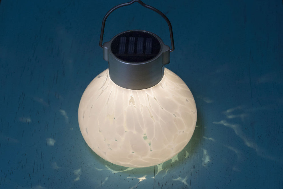 Solar Glass Tea Lantern, White