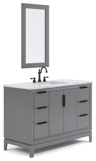 Elizabeth 48" Single Sink Carrara White Marble Vanity, Cashmere Gray