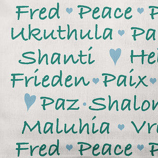 Mint Colored Words of Peace Christmas Polyester Throw Pillow, 20"x20"