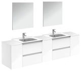 84" Vanity Set with Mirror and Sink Sansa by Royo, White, 84"