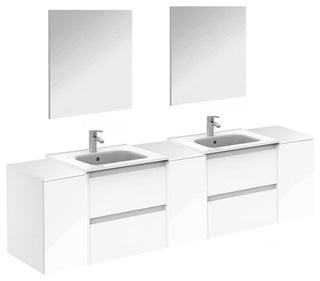 84" Vanity Set with Mirror and Sink Sansa by Royo, White, 84"
