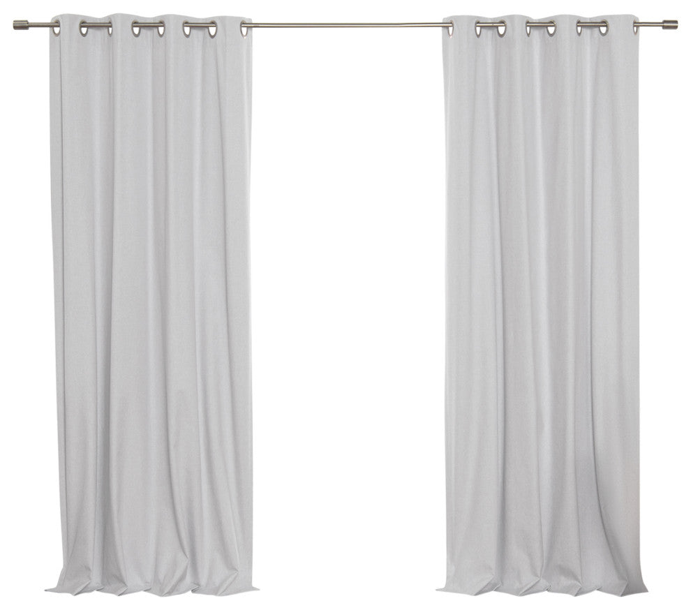 Linen Textured Grommet Thermal Total Blackout Curtains, Light Gray, 52"x96"