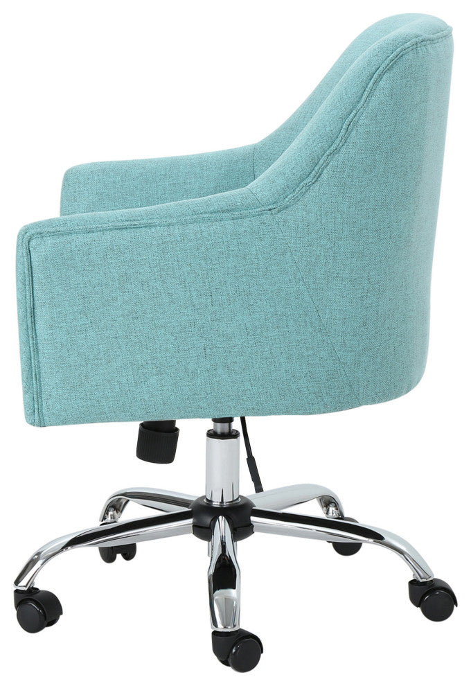 GDF Studio Morgan Mid Century Modern Fabric Home Office Chair With Chrome Base, Blue