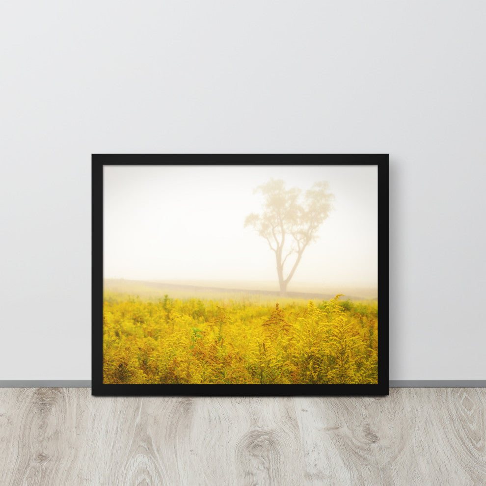 Dreams of Goldenrod and Fog Landscape Framed Photo Paper Wall Art Prints, Black, 16" X 20"