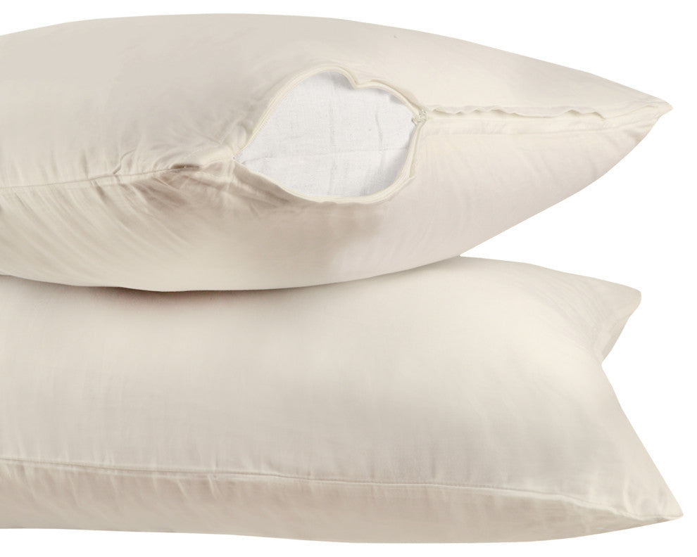 Organic Cotton Pillowcase Pair 300TC GOTS Certified, Ivory, Queen 21"x32"