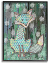 Stupell Industries Distressed Woodland Fox, 24"x30", Black Framed