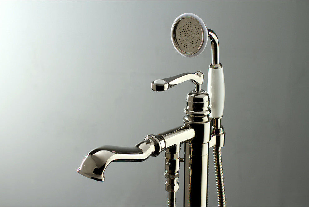Kingston Brass Freestanding Tub Faucet With Hand Shower, Polished Nickel
