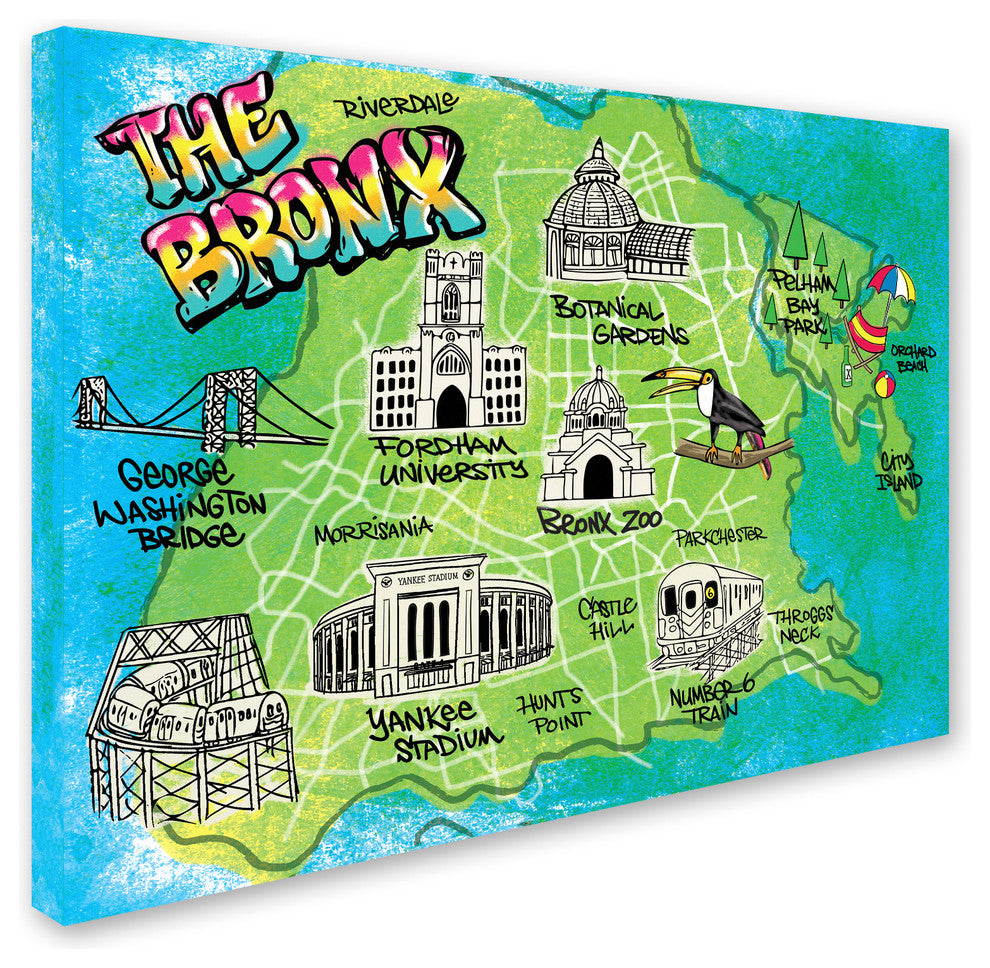 Elizabeth Caldwell 'Bronx Map' Canvas Art, 32x24