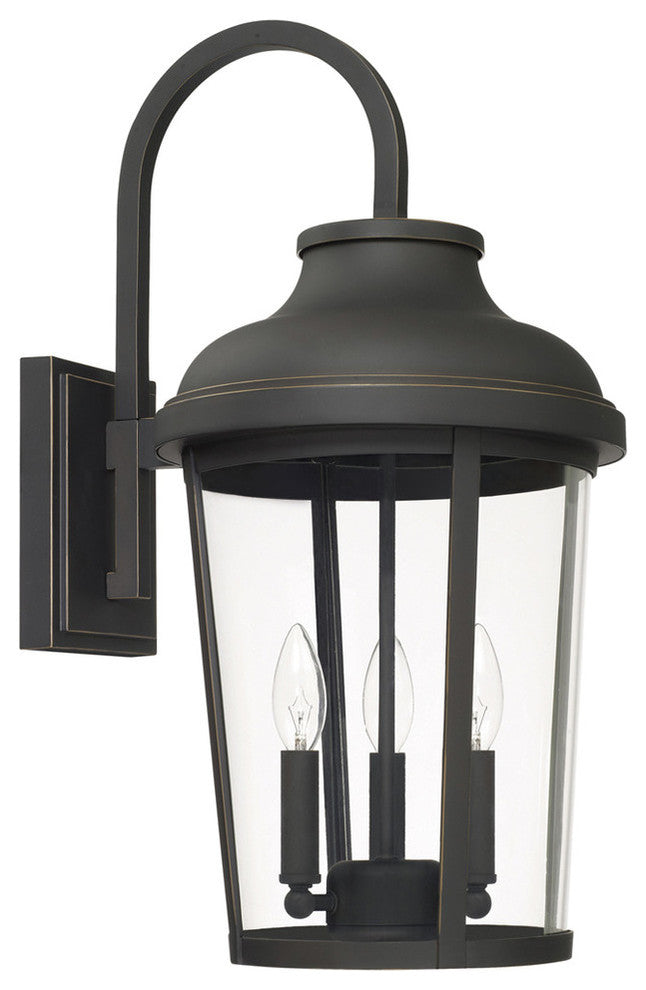 Dunbar 3 Light Outdoor Wall Lantern, Oiled Bronze