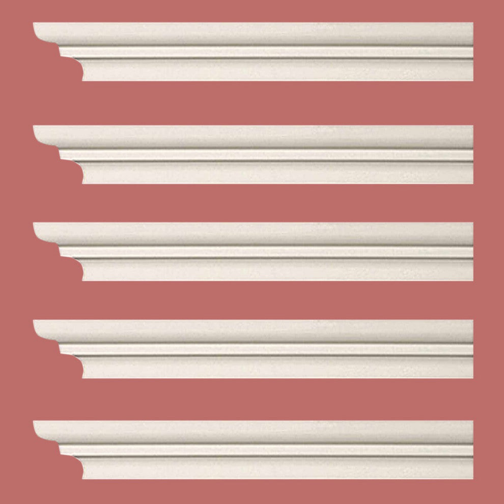 Cornice White Urethane Papillon Simple Design 5 Pieces Totaling 470" Length