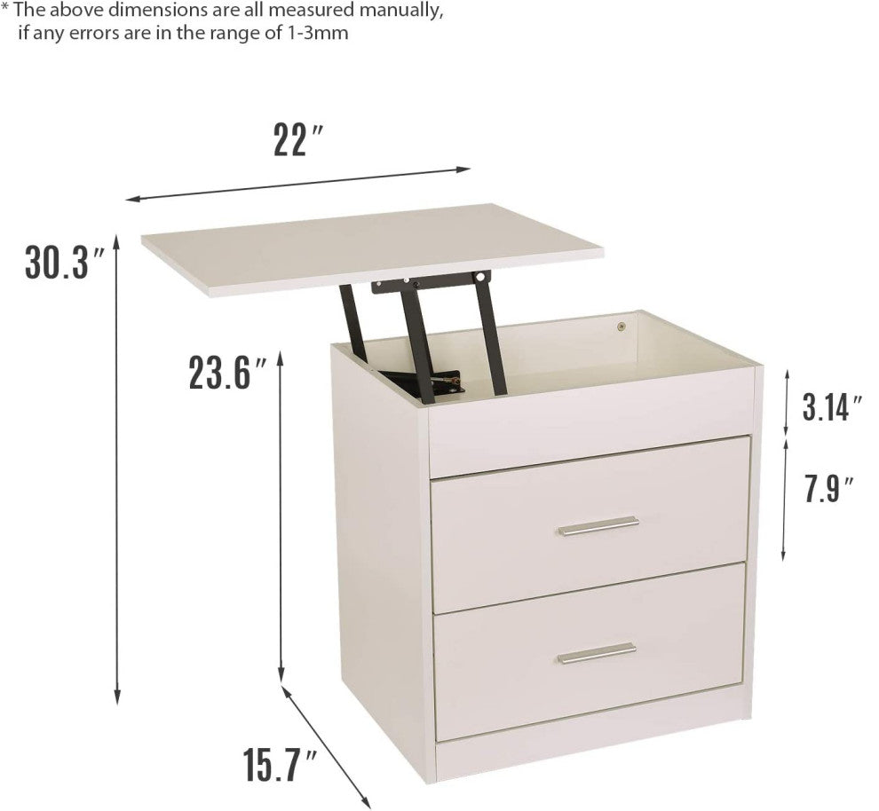 Picture of Modern Nightstand Set of 2 with Lift Top, Hidden Storage Compartment a