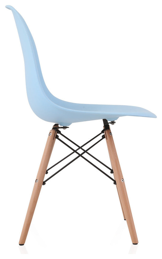 Light Blue Midcentury Modern Plastic Dining Chairs, Set of 2