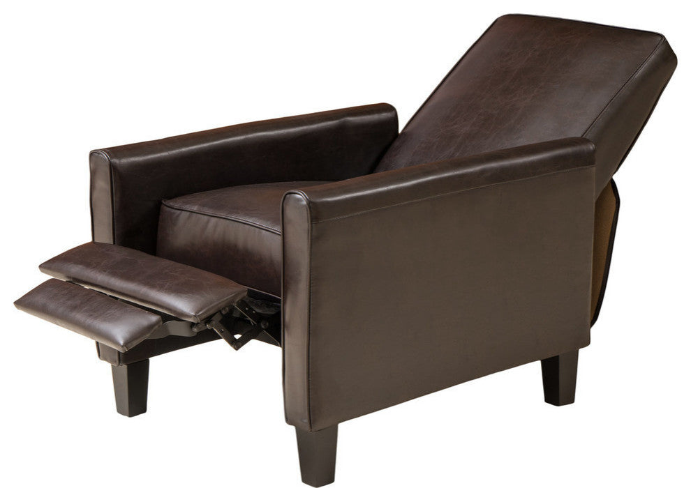GDF Studio Hinus Indoor Upholstery Club Chair Recliner, Brown Leather