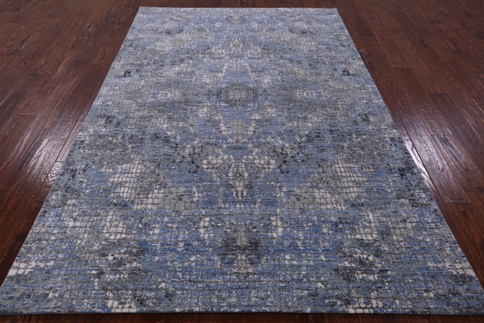 6' 0" X 9' 2" Wool and Silk Modern Hand Knotted Rug Q8894